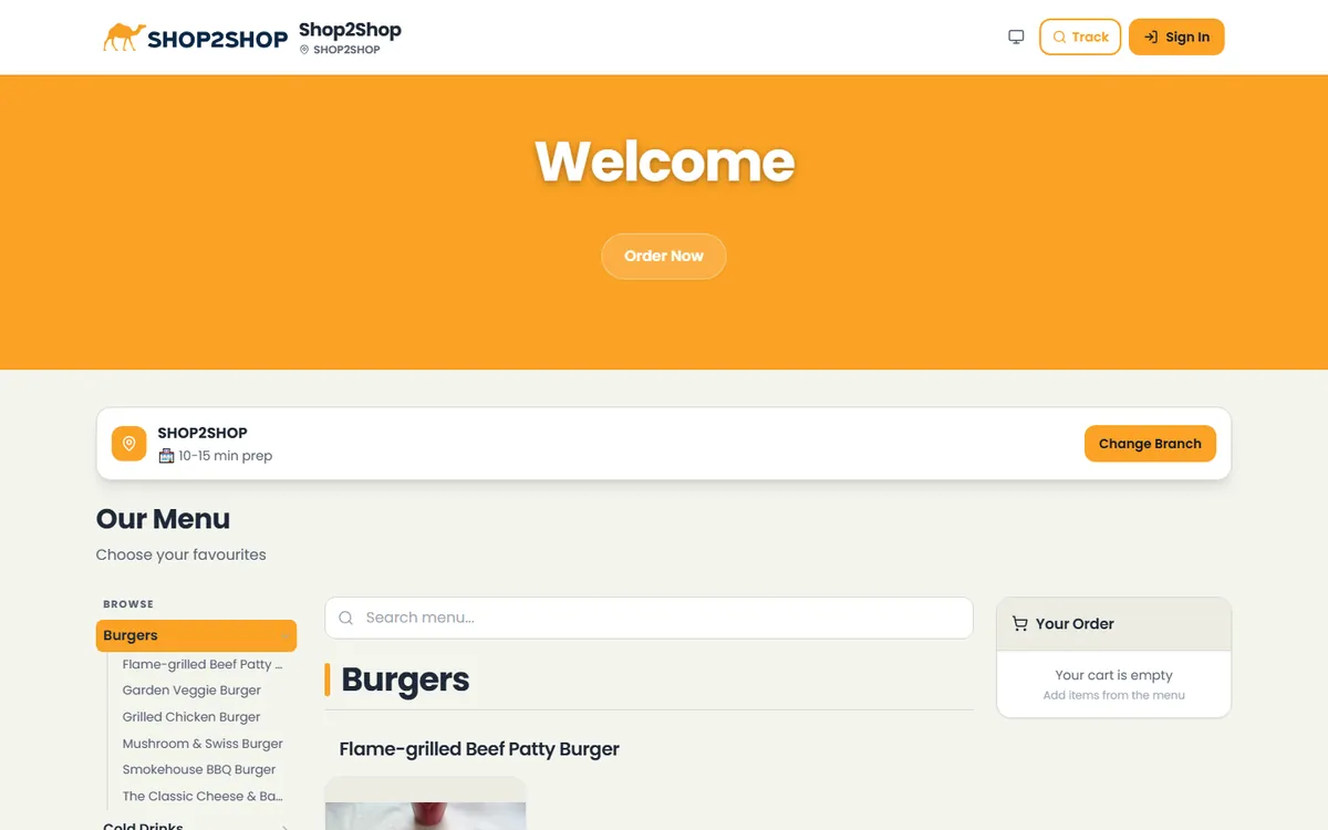 Shop2Shop website, built with Bizzfo Online